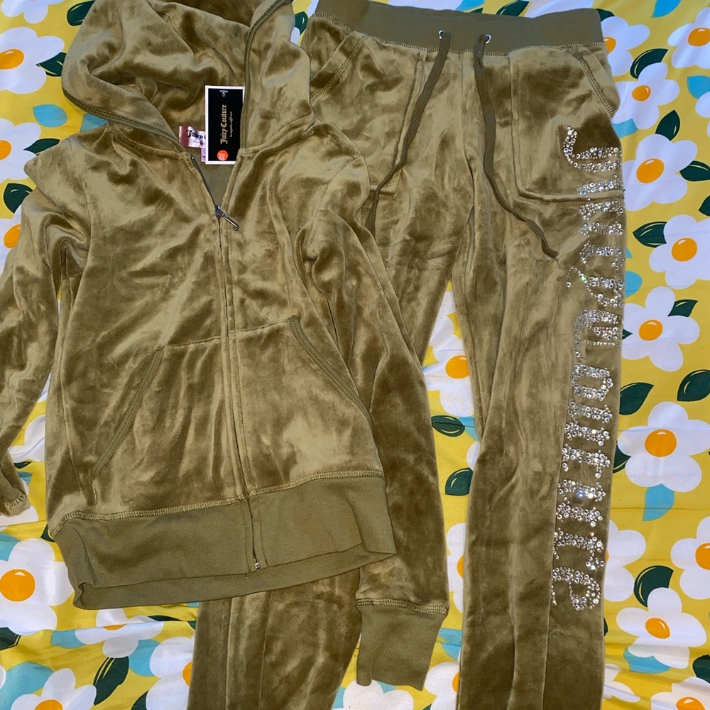 Juicy Couture Velour Tracksuit Size Xs Olive Green